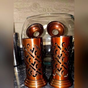 3 PC Elegant Copper Candle Holder Set!! BNWOT!